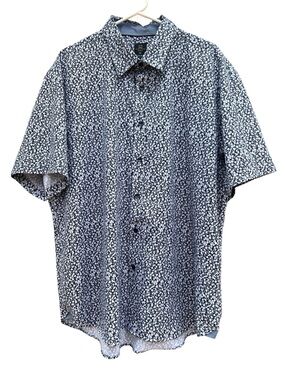 Michael Strahan Modern Fit Black Floral Short-Sleeve Shirt XXL